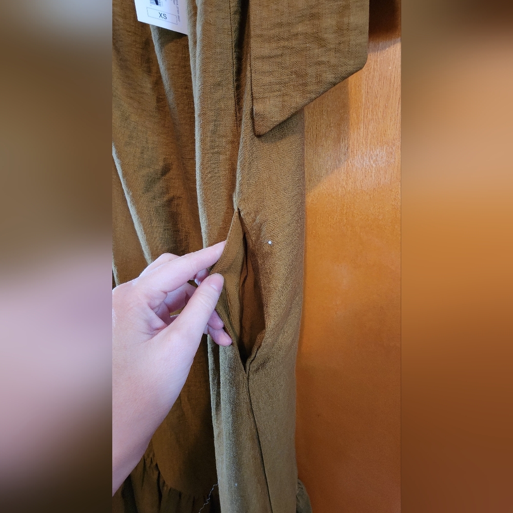 NWT Olive Green One Shoulder Tie Strap Dress - Picture 7 of 8